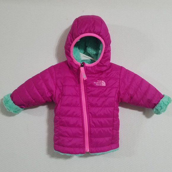 North Face Girls 3-6M Baby Jacket Coat Pink Green 3m 6m Infant Reversible girl